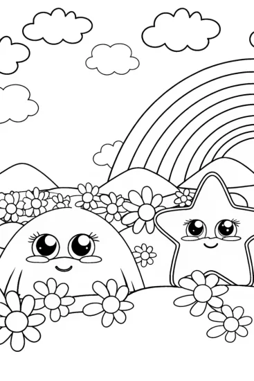 A coloring page of Squishmallow cloudland journey coloring page