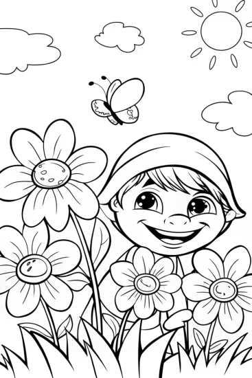 A coloring page of JJ’s Magical Garden of Giggles Coloring Page