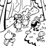 Chickens on a Nature Adventure Coloring Page