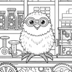 Chick’s Inventive Workshop Coloring Page