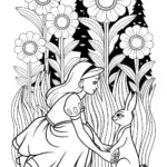 Belle’s magical garden friendship coloring page