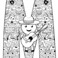 Magical Musician ‘M’ Coloring Page