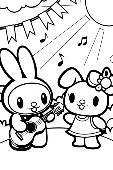 A coloring page of My Melody Magical Music Festival Coloring Page