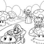 Toad’s Mushroom Kingdom Parade Coloring Page