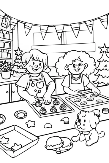 A coloring page of Holiday Baking Extravaganza Coloring Page
