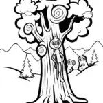 Huggy Wuggy’s Enchanted Tree of Secrets Coloring Page