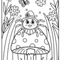Spider’s Garden Party Coloring Page
