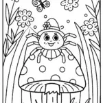 Spider’s Garden Party Coloring Page