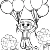 The Great Minecraft Balloon Adventure Coloring Page