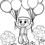 The Great Minecraft Balloon Adventure Coloring Page