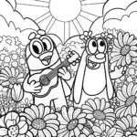 Bluey and Bingo’s Musical Garden Coloring Page