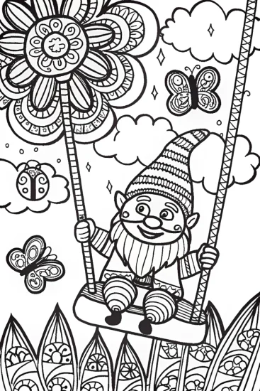 A coloring page of Gnome’s Garden Carousel Coloring Page