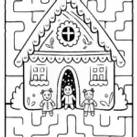 Gingerbread House in the Candy Corn Maze Coloring Page