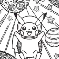 Pikachu’s Cosmic Adventure Coloring Page