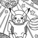 Pikachu’s Cosmic Adventure Coloring Page