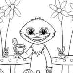 Huggy Wuggy’s Magical Tea Party Coloring Page