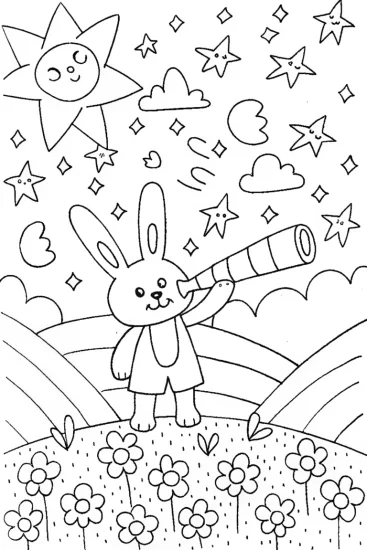 A coloring page of Banban’s Magical Garden Observatory Coloring Page