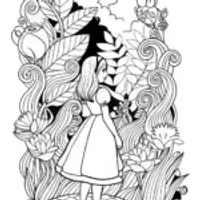 Alice’s Enchanted Tea Garden Coloring Page