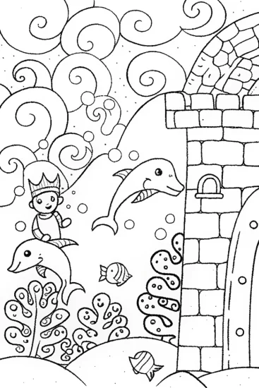 A coloring page of Octonauts’ Coral Castle Coloring Page