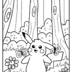 Pikachu and the Magical Forest Coloring Page