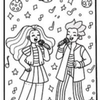 Cosmic Karaoke Party Coloring Page
