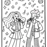 Cosmic Karaoke Party Coloring Page