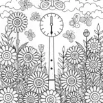 The Flower Timekeeper Coloring Page