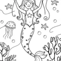 Mermaid’s Enchanted Lantern Festival Coloring Page
