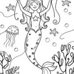 Mermaid’s Enchanted Lantern Festival Coloring Page