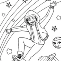 Miles Morales’ Galactic Skateboard Adventure Coloring Page