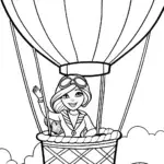 Barbie’s Dreamy Hot Air Balloon Adventure Coloring Page
