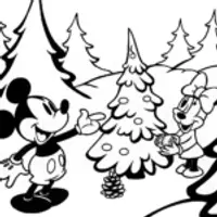 Mickey and Minnie’s Christmas Tree Delight Coloring Page