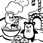 Rainbow Friends at the Cloud Bakery Coloring Page