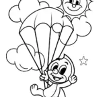 Huggy Wuggy’s Balloon Adventure Coloring Page