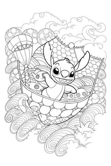 A coloring page of Stitch’s Quilt of Dreams Coloring Page