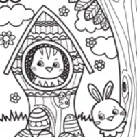 Easter Egg Treehouse Adventure Coloring Page