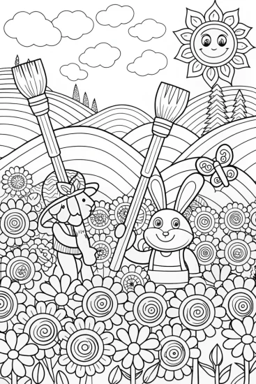 A coloring page of Bowser’s Artistic Garden Coloring Page