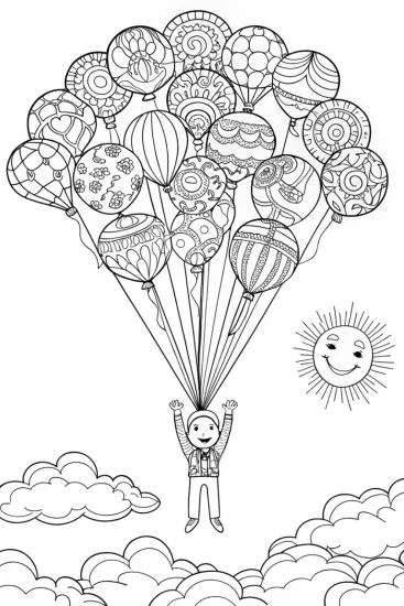 A coloring page of JJ’s Musical Balloon Adventure Coloring Page