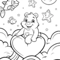 Cuddle Bear’s Dreamy Cloud Adventure Coloring Page