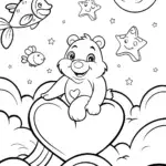 Cuddle Bear’s Dreamy Cloud Adventure Coloring Page