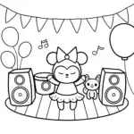 Kuromi’s Enchanted Music Festival Coloring Page