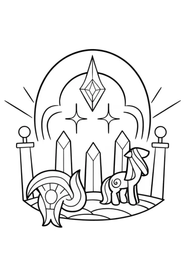 A coloring page of Celestial guardians in harmony coloring page