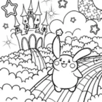 Pompompurin’s Magical Stardust Adventure Coloring Page