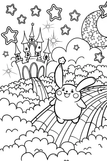 A coloring page of Pompompurin’s Magical Stardust Adventure Coloring Page