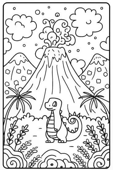 A coloring page of Charizard’s Volcano Adventure Coloring Page