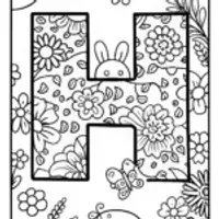 Happy Garden Letter H Coloring Page