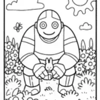 The Friendly Golem’s Garden Adventure Coloring Page