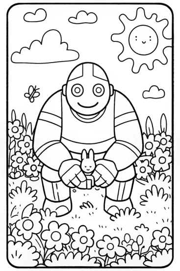 A coloring page of The Friendly Golem’s Garden Adventure Coloring Page