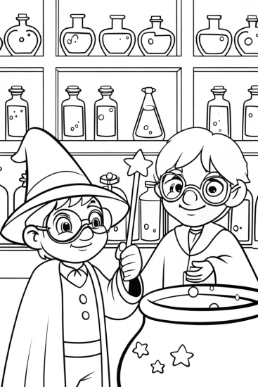 A coloring page of Mario and Luigi’s Magical Potion Adventure Coloring Page