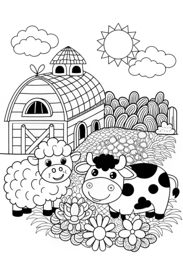 A coloring page of Squishmallow Farm Friends Coloring Page